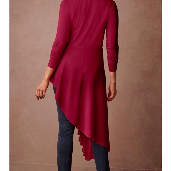 NWOT Boston Proper Chiffon Overlay Long Sleeve Top (M) - DUSTY ROSE COLOR - Picture 4 of 7